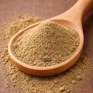 Gotu Kola Powder in wooden spoon