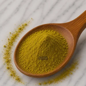 Green Tea Powder With Wooden Spoon