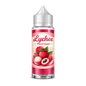 Lychee flavor liquid in a bottle