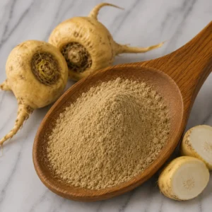 Maca root powder With Wooden Spoon