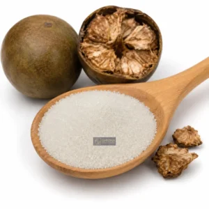 Monk-Fruit in a wooden spoon