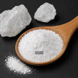 Silicon Dioxide Powder in a wooden spoon