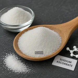 Sodium Ascorbate in a wooden spoon