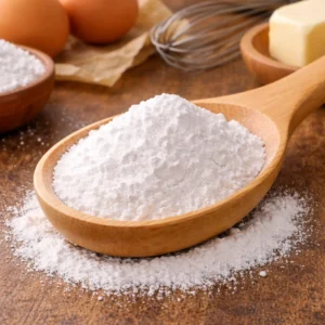 Wooden spoon with baking powder