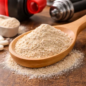 Wooden spoon with isopro powder