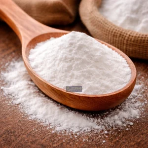 Wooden spoon with maltodextrin powder