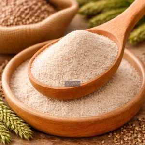 Wooden spoon with psyllium husk fine