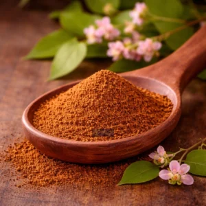 horny goat powder in a wooden spoon