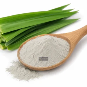 pandan powder in a wooden spoon