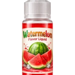 Watermelon flavor liquid in a bottle