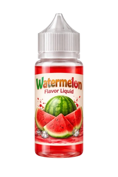 Watermelon flavor liquid in a bottle