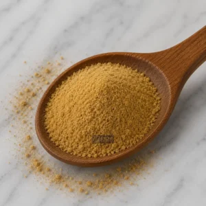 Coffe flavor powder with wooden spoon
